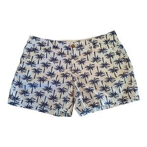 Old Navy Every Day Palm Tree Shorts 100% Cotton Navy Blue on White Misses size 8